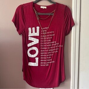 Love is.. Burgundy Tshirt with Chain